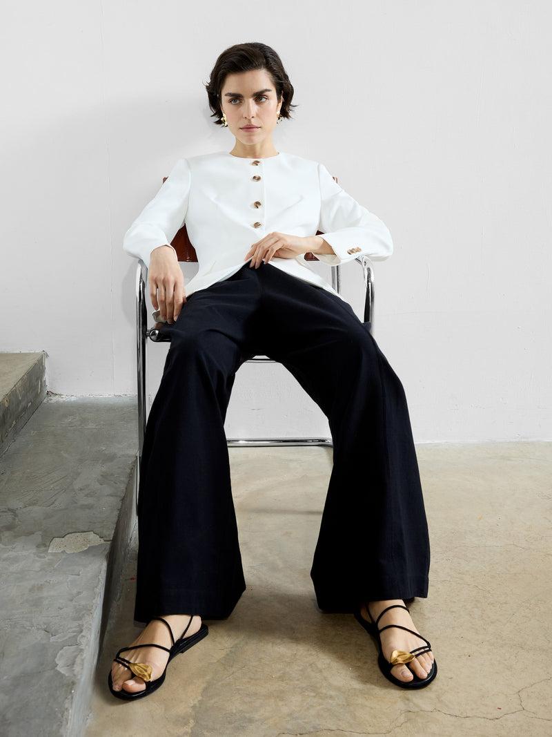 French Connection Harrie Collarless Blazer Summer White