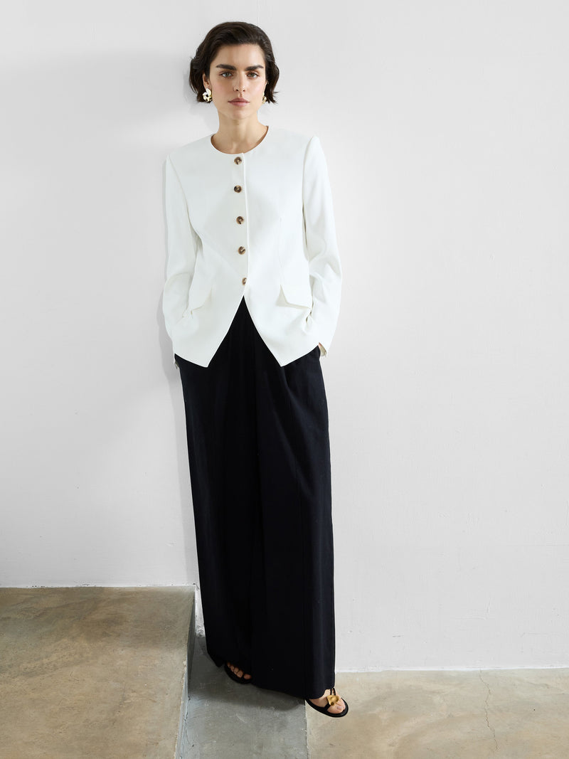 French Connection Harrie Collarless Blazer Summer White