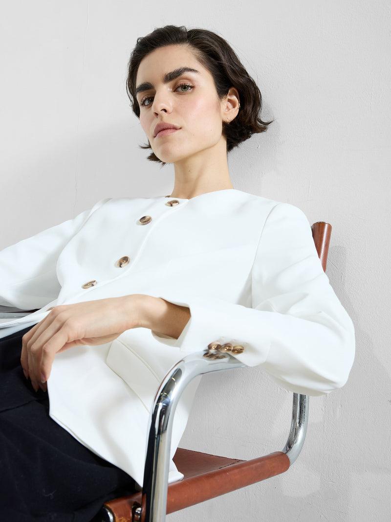 french connection Harrie Collarless Blazer Summer White