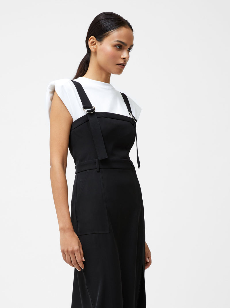 French Connection Harrie Suiting Pinafore Midi Dress Black