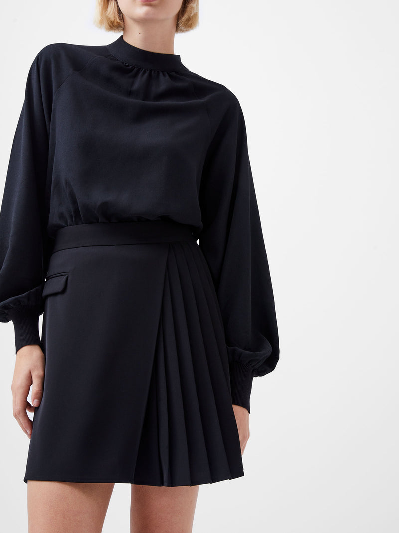 French Connection Harrie Suiting Pleated Mini Skirt Blackout