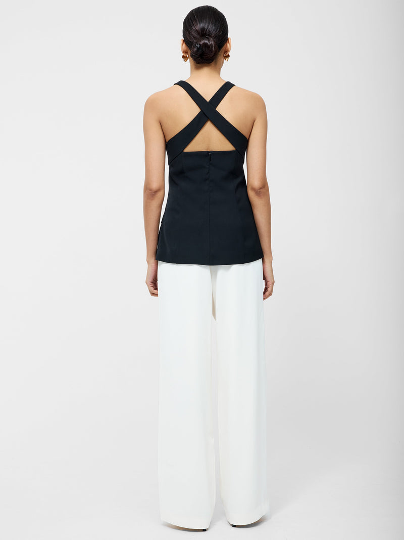 French Connection Harrie Tailored Cross Back Top Black