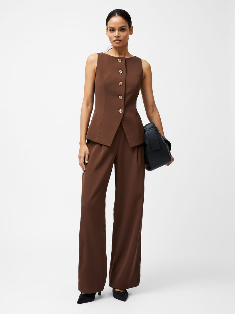 French Connection Harrie Tailored Waistcoat Top Chocolate