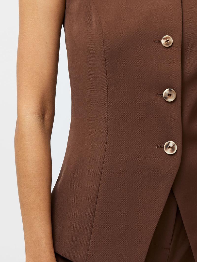French Connection Harrie Tailored Waistcoat Top Chocolate