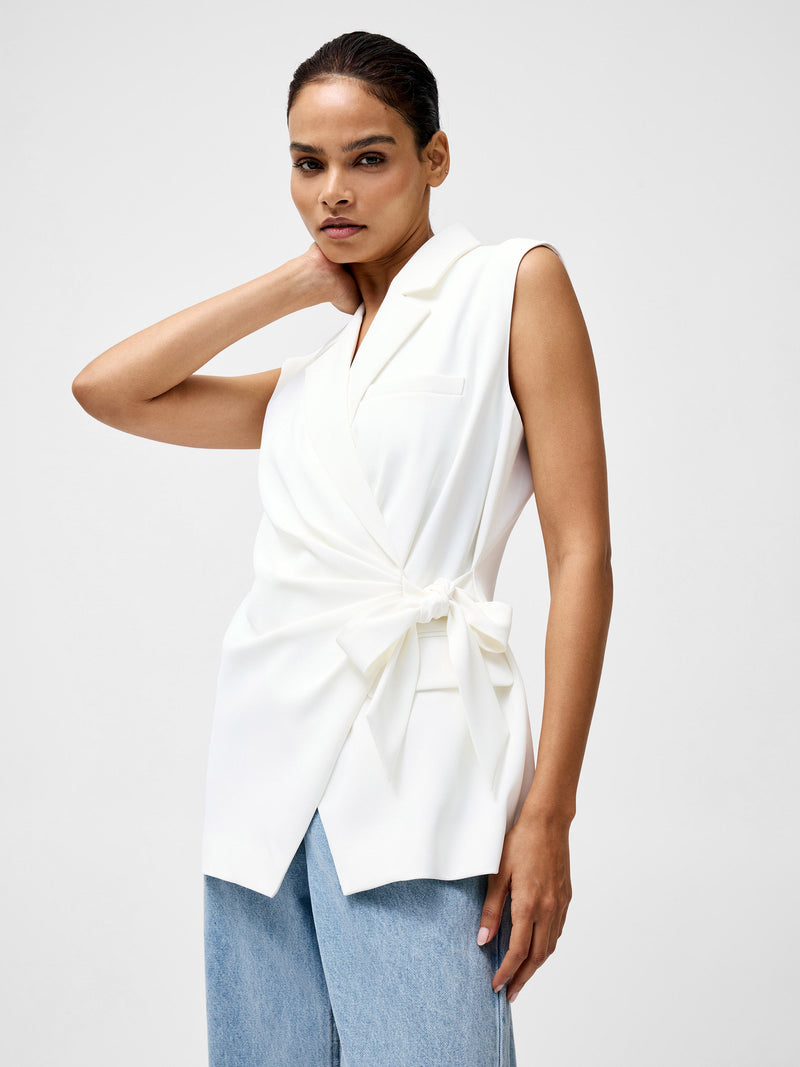 French Connection Harrie Tailored Wrap Waistcoat Summer White