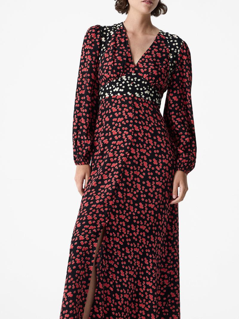 French Connection Harriet Eco Delphine Midi Dress Red Brick Multi