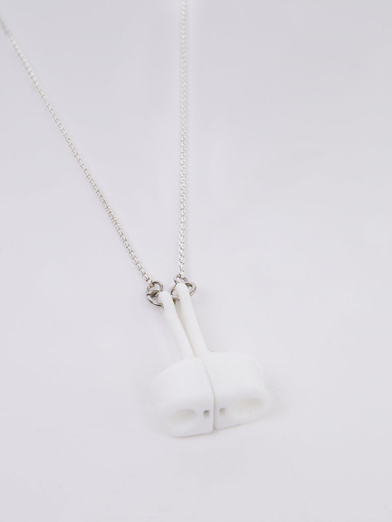French Connection Headphone Holder Chain Silver/White