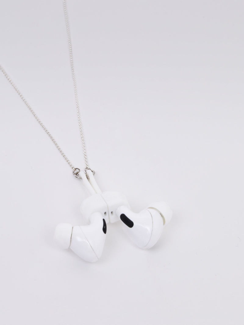 french connection Headphone Holder Chain Silver/White