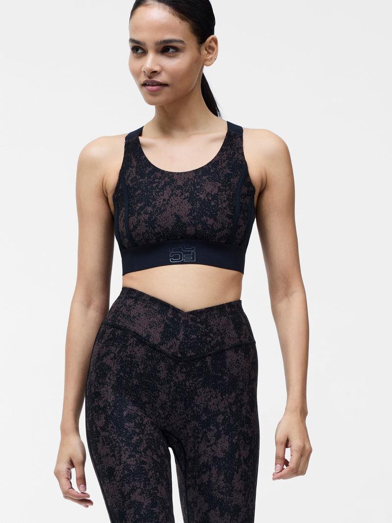 French Connection High Impact Printed Sports Bra Black Multi