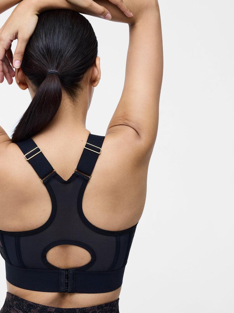 French Connection High Impact Printed Sports Bra Black Multi