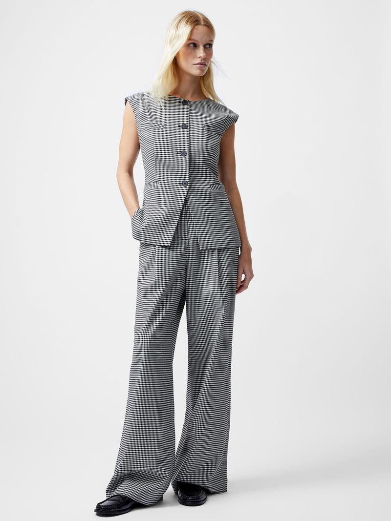 French Connection Holden Houndstooth Crew Neck Waistcoat Black/Ecru