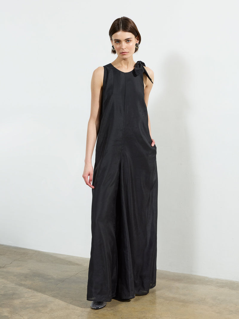 french connection Holland Shoulder Tie Jumpsuit Black