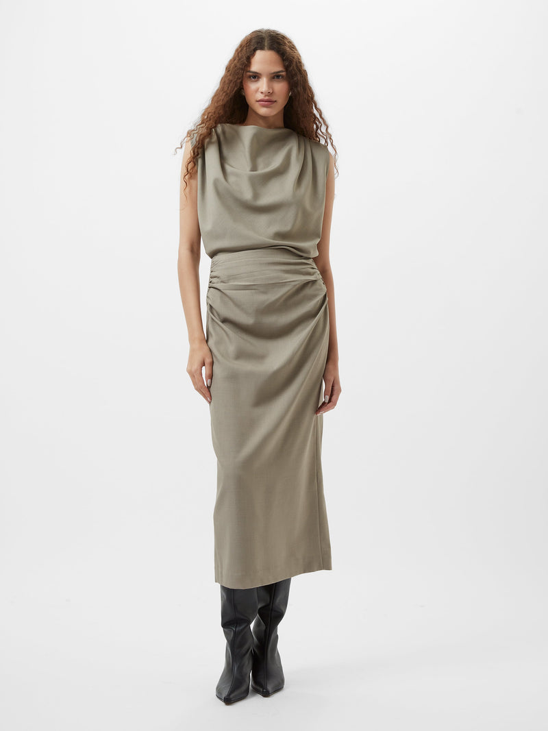 French Connection Imola Ruched Sleeveless Top Green Smoke