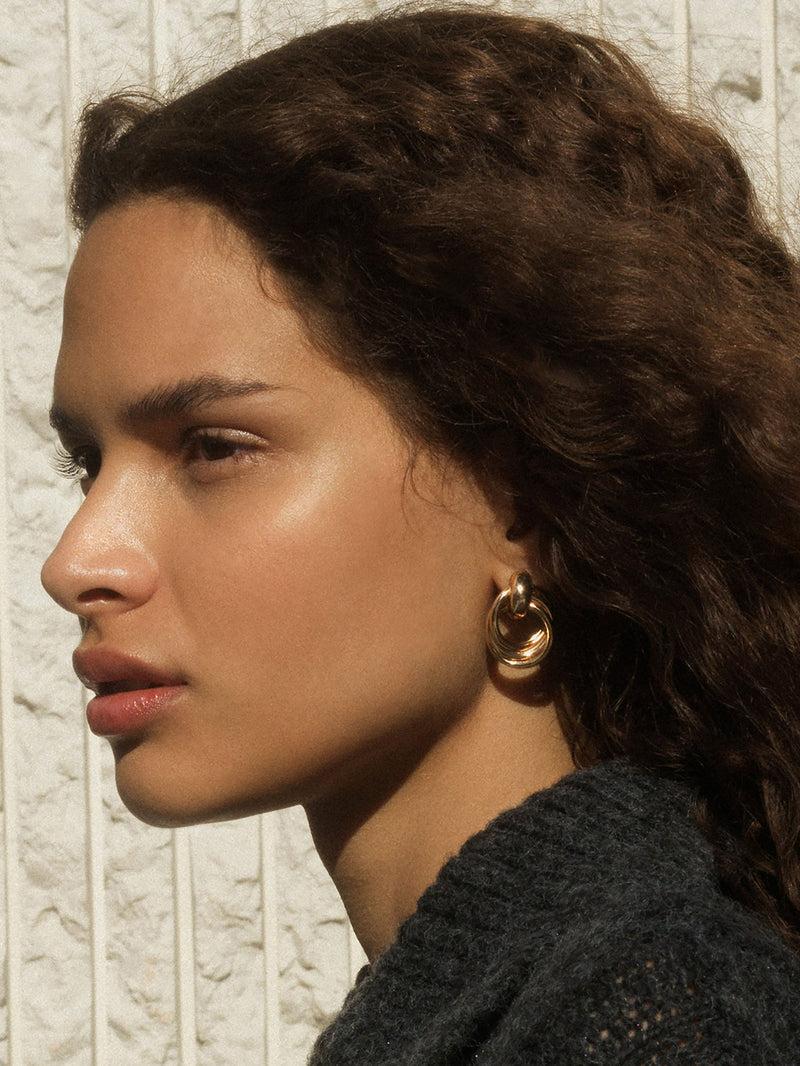 french connection Interlocking Metal Knot Earrings Gold