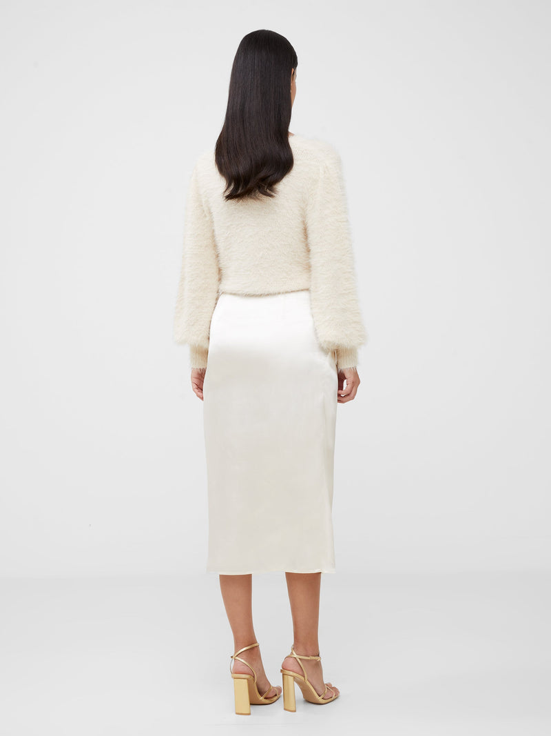 French Connection Inu Satin Wrap Midi Skirt Classic Cream