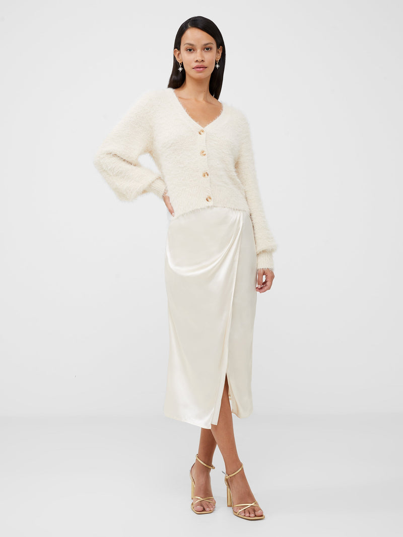 french connection Inu Satin Wrap Midi Skirt Classic Cream