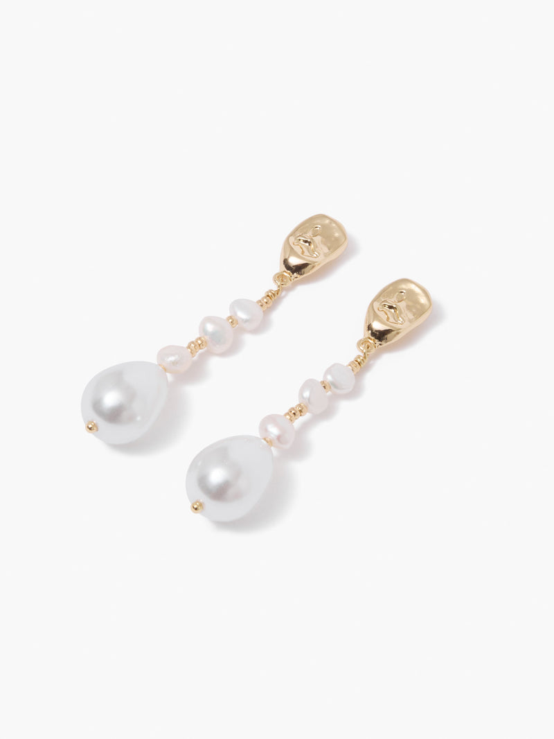 French Connection Irregular Mixed Faux Pearl Drop Earrings Pearl/Gold