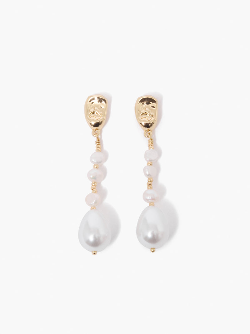 french connection Irregular Mixed Faux Pearl Drop Earrings Pearl/Gold