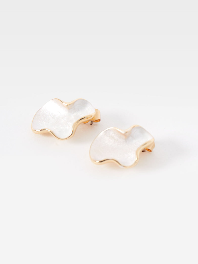 French Connection Irregular Oval Earrings White/Gold