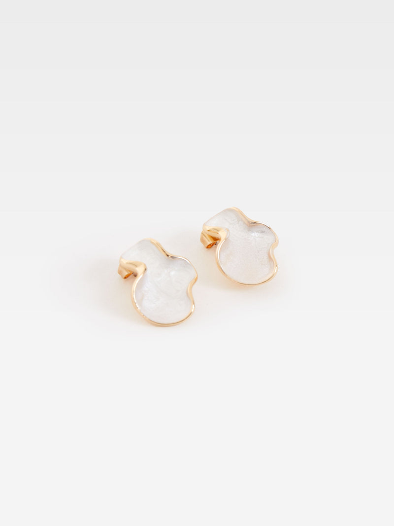french connection Irregular Oval Earrings White/Gold