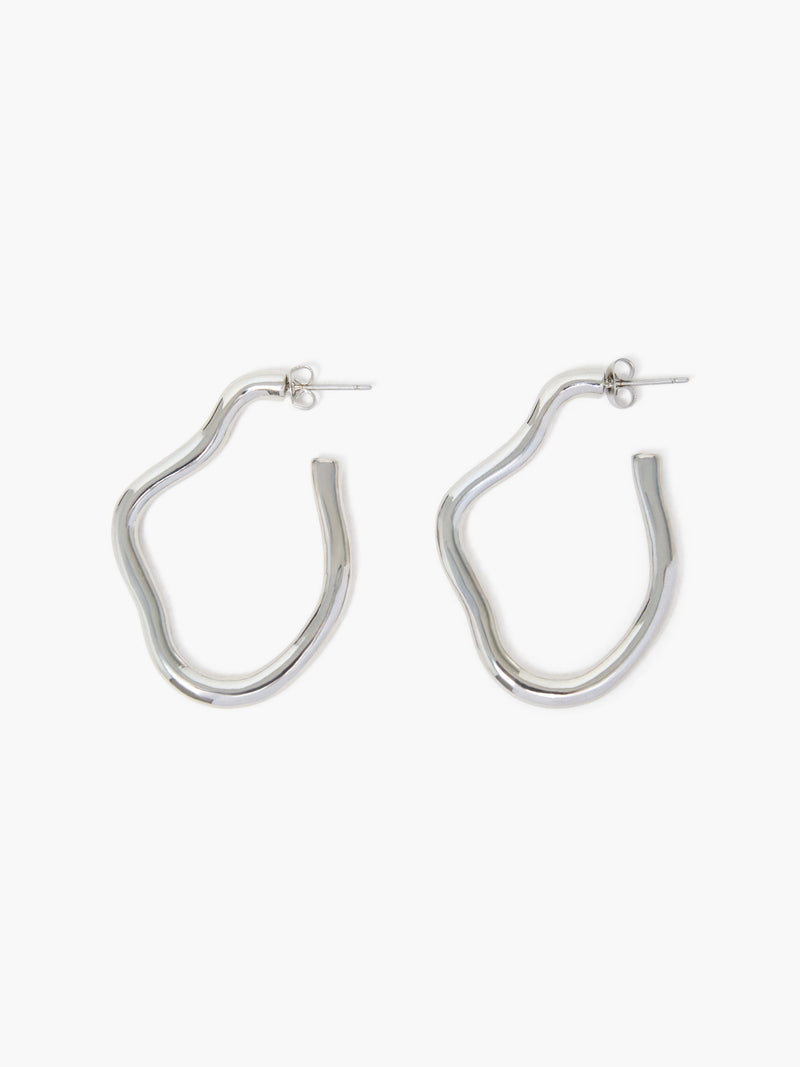 french connection Irregular Oval Fluid Hoop Earrings Silver