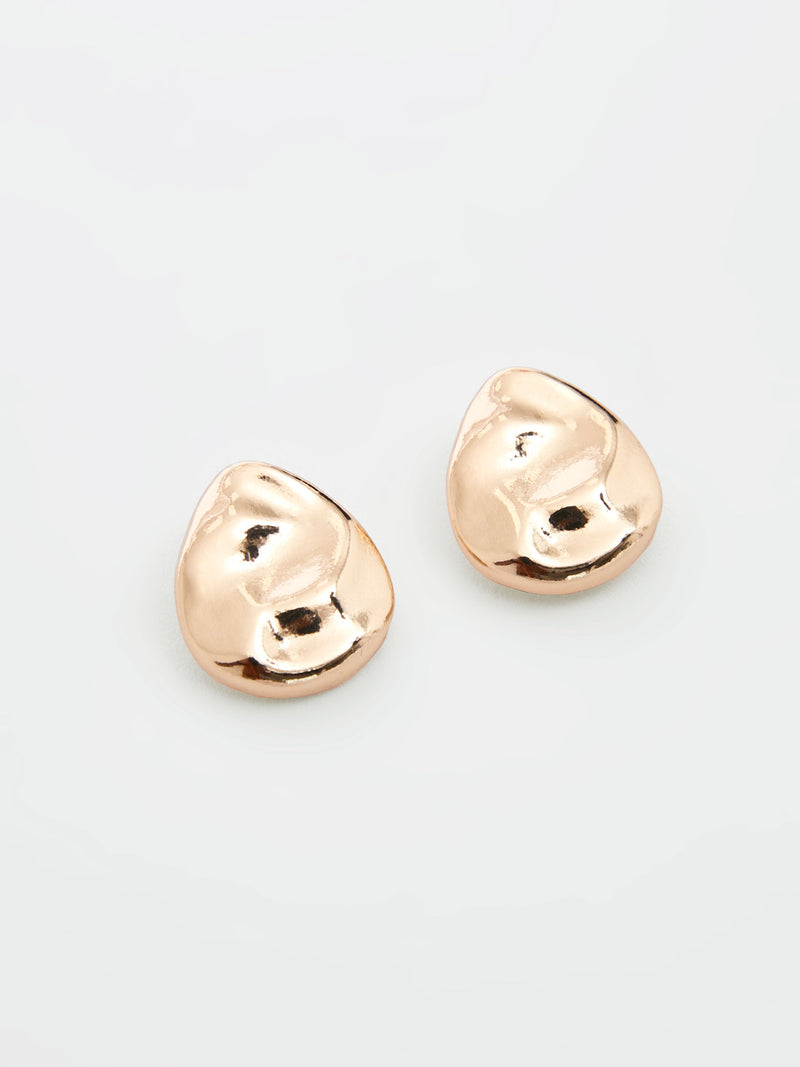 French Connection Irregular Pebble Stud Earrings Gold