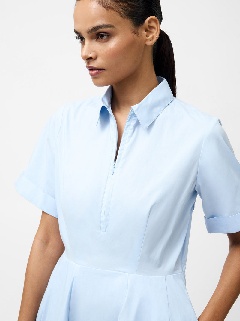 French Connection Isabelle Poplin Mini Shirt Dress Sky Blue