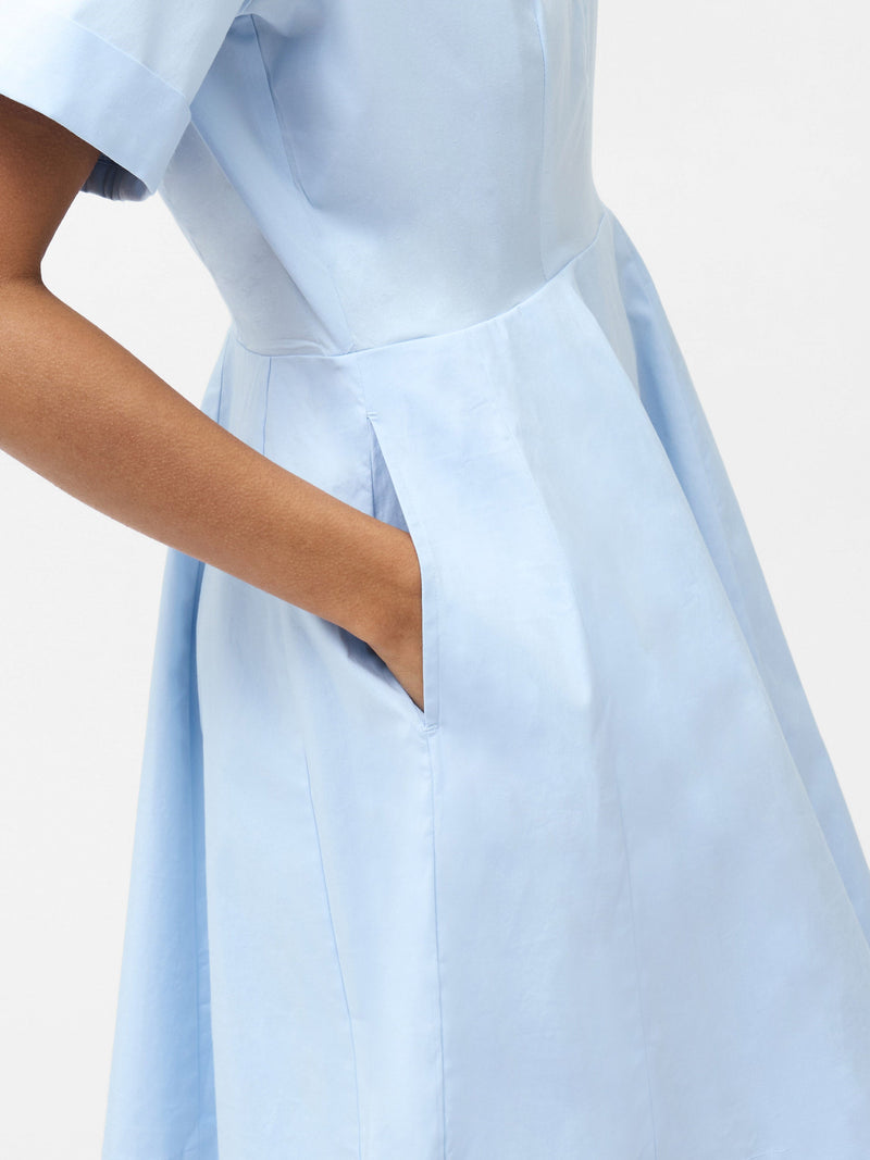 French Connection Isabelle Poplin Mini Shirt Dress Sky Blue