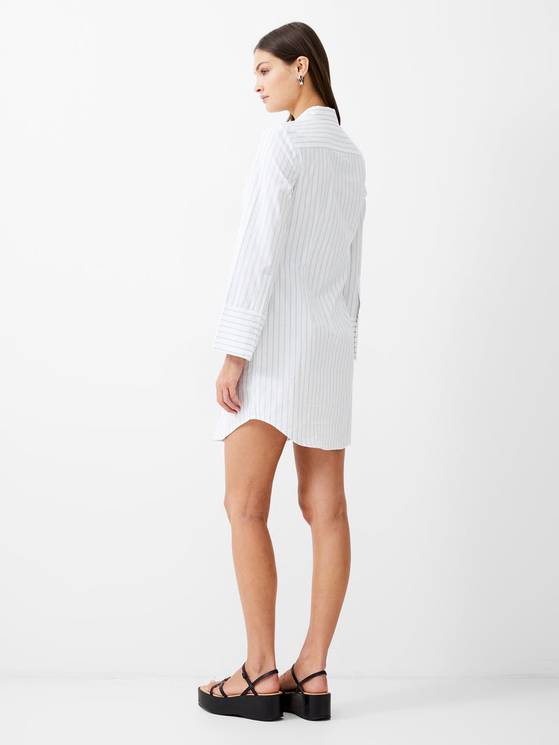 French Connection Isabelle Striped Poplin Shirt Dress Linen White/Cashmere