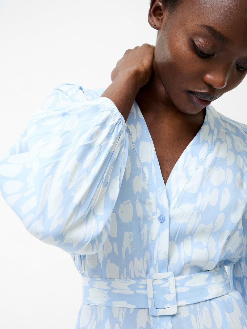 French Connection Islanna Long Sleeve Belted Midi Dress Cashmere Blue