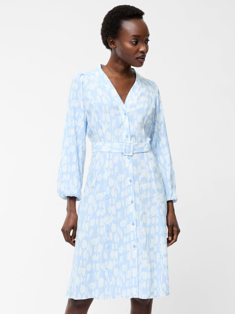 French Connection Islanna Long Sleeve Belted Midi Dress Cashmere Blue