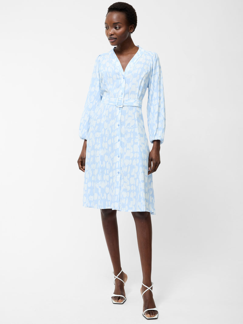 french connection Islanna Long Sleeve Belted Midi Dress Cashmere Blue