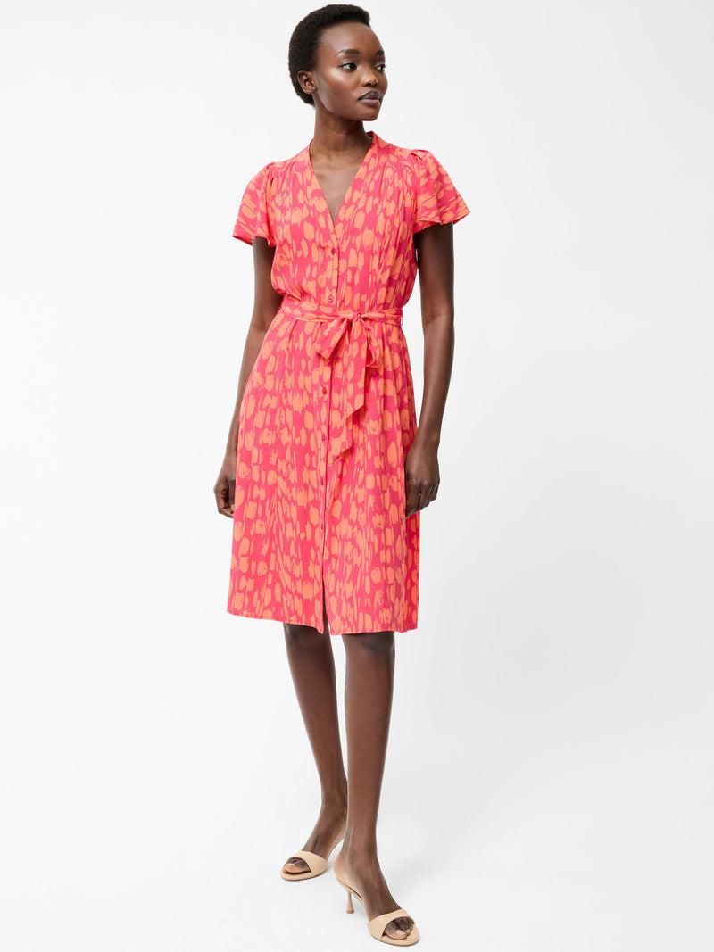 french connection Islanna V Neck Tie Midi Dress Azalea