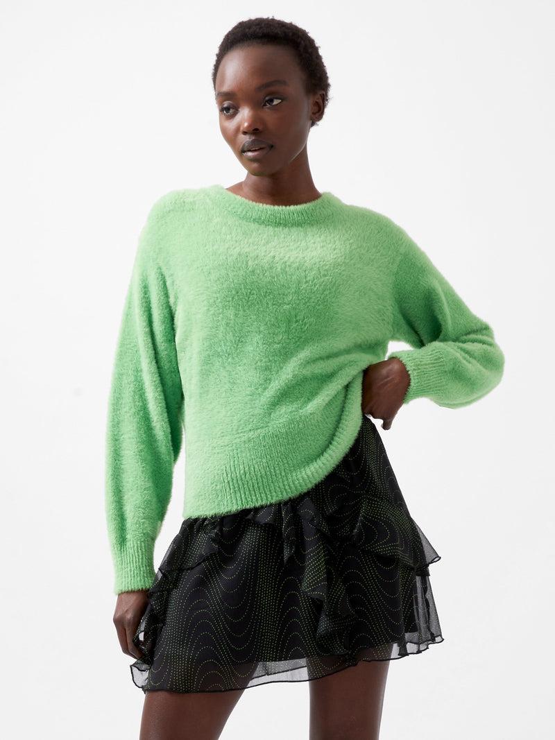 French Connection Jacelin Fluffy Crew Neck Jumper Vivid Green