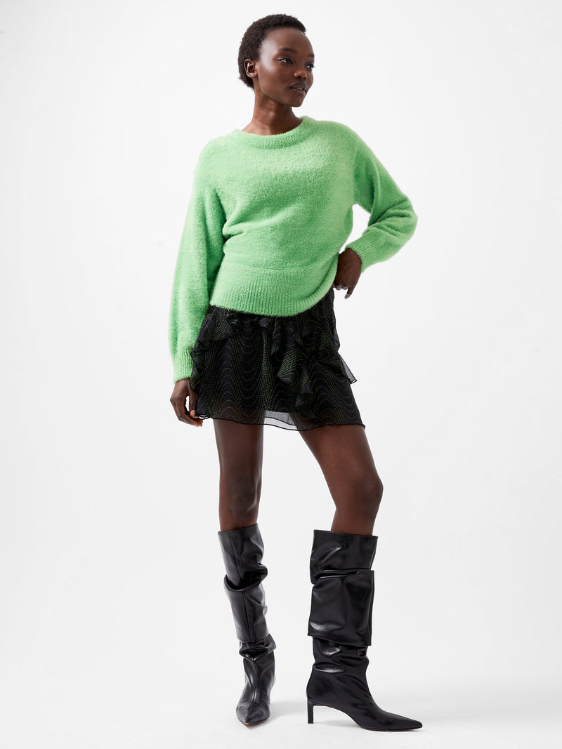French Connection Jacelin Fluffy Crew Neck Jumper Vivid Green