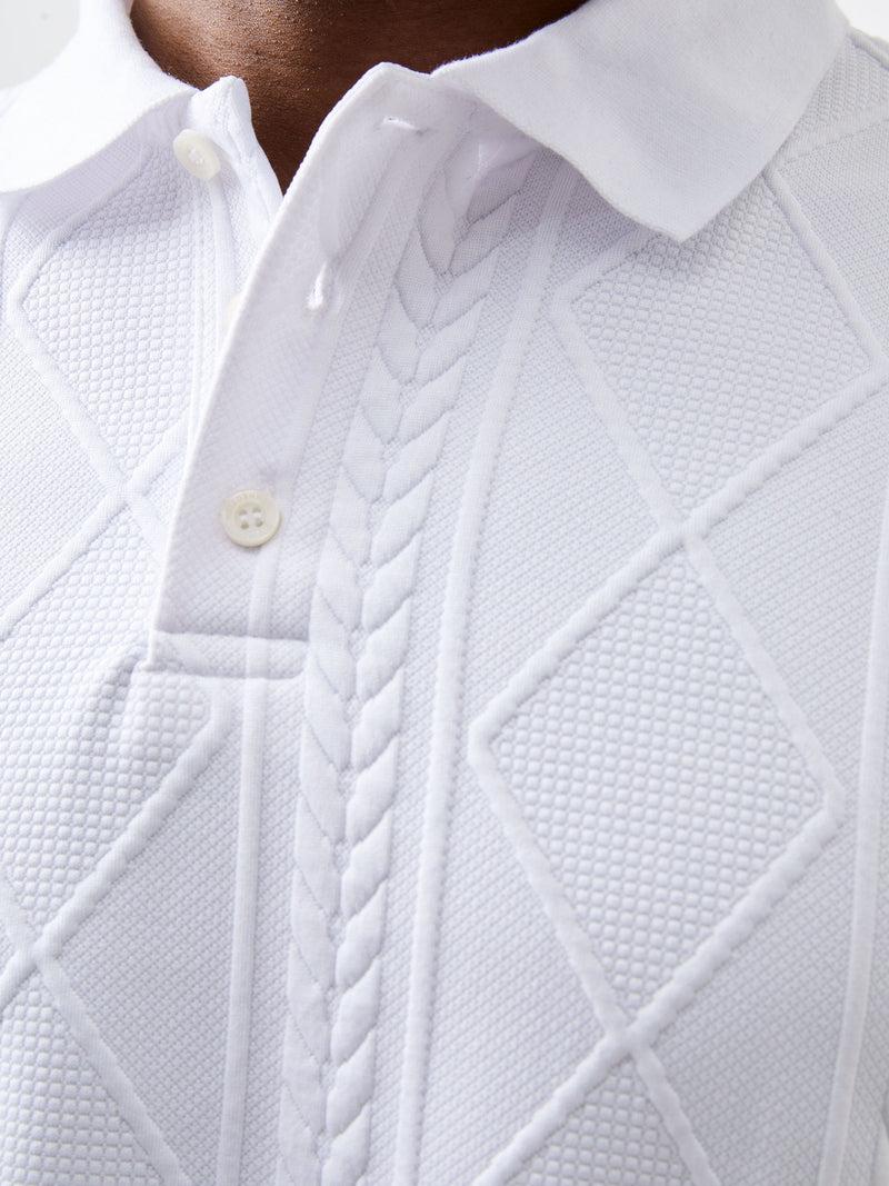 French Connection Jacquard Short Sleeve Polo Shirt White