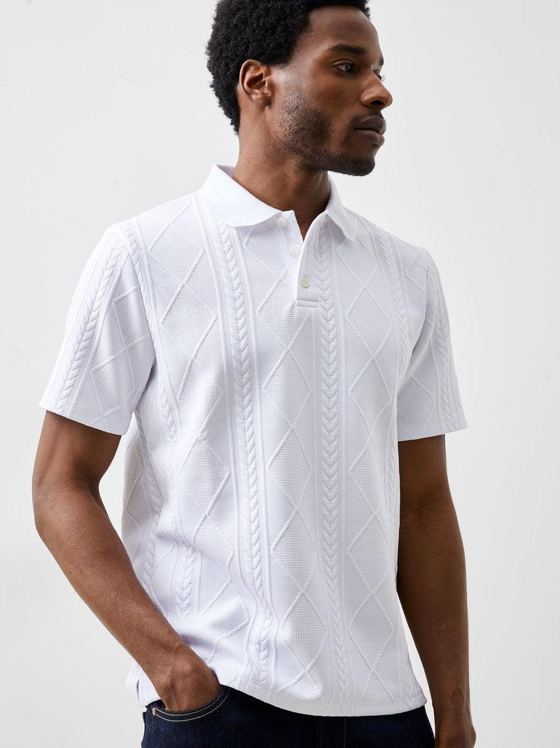 french connection Jacquard Short Sleeve Polo Shirt White