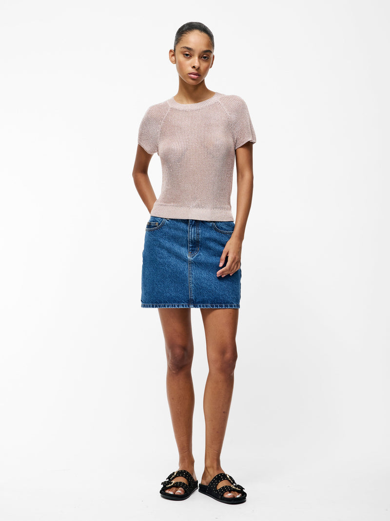 French Connection Jada Short Sleeve Bow Back Jumper Silver Blush