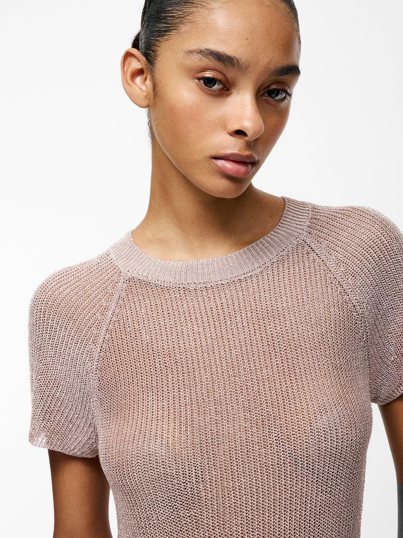 french connection Jada Short Sleeve Bow Back Jumper Silver Blush