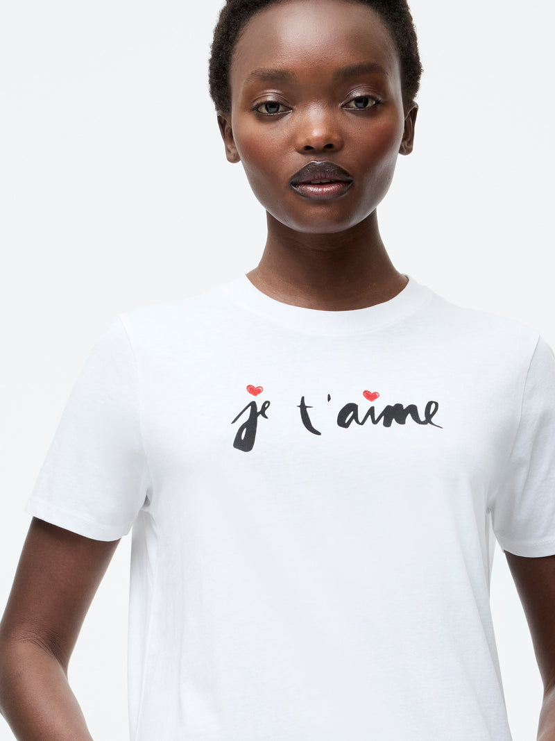 French Connection Je T'Aime Graphic T-Shirt Linen White