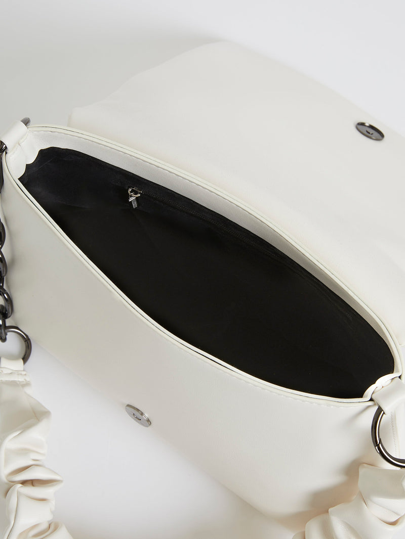 French Connection Jeenaa X Rouched Shoulder Bag White
