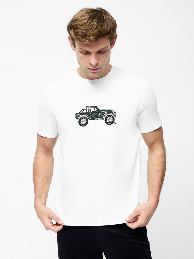 French Connection Jeep Organic Short Sleeve Graphic T-Shirt White