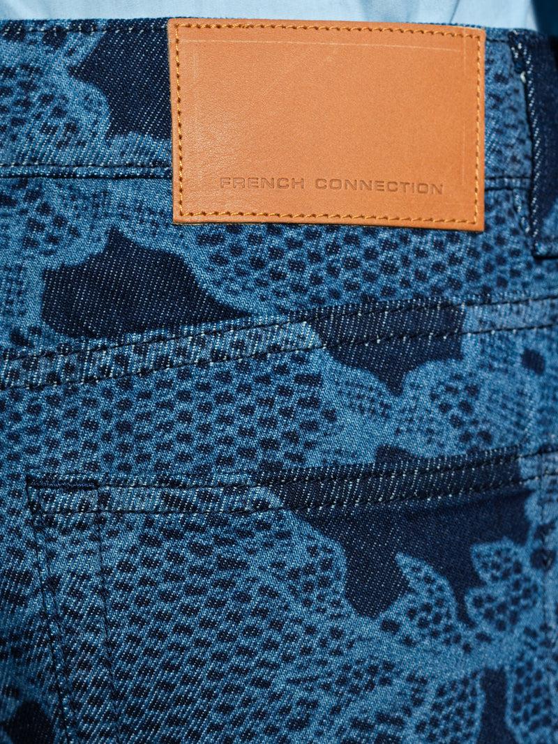 French Connection Jennie Denim Lace Print Flared Jeans Dark Indigo