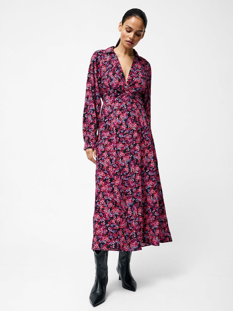 French Connection Jennifer Eco Midi Dress Black/Pink Multi