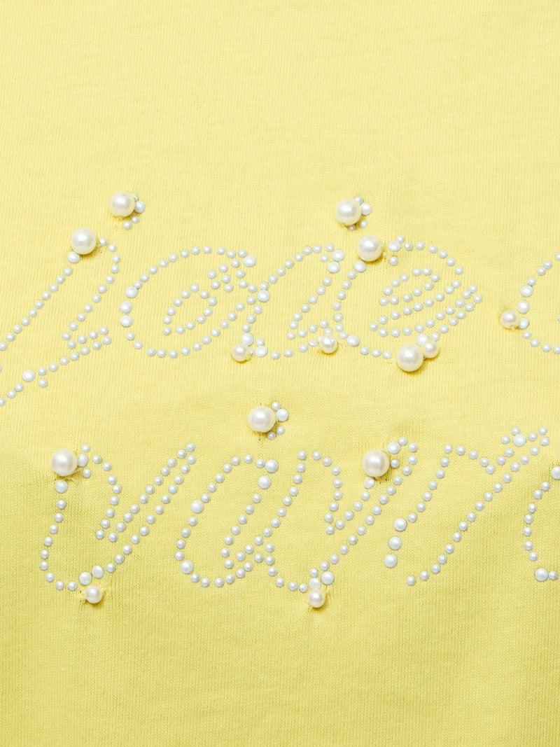 French Connection Joie De Vivre Embellished Short Sleeve T-Shirt Butter Yellow