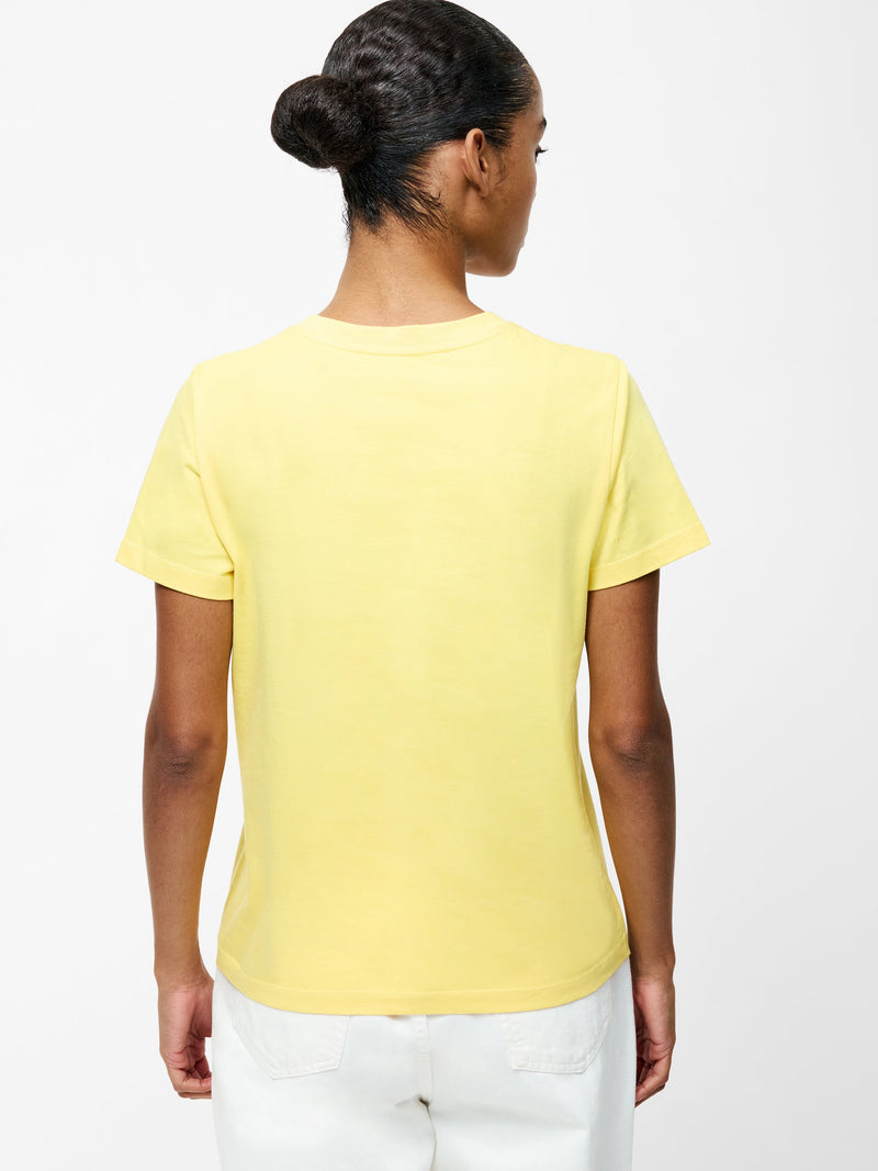 French Connection Joie De Vivre Embellished Short Sleeve T-Shirt Butter Yellow
