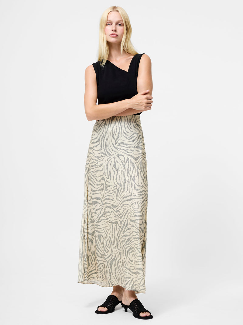 French Connection Josie Eco Ennis Bias Maxi Skirt Porcelain Cream Blac