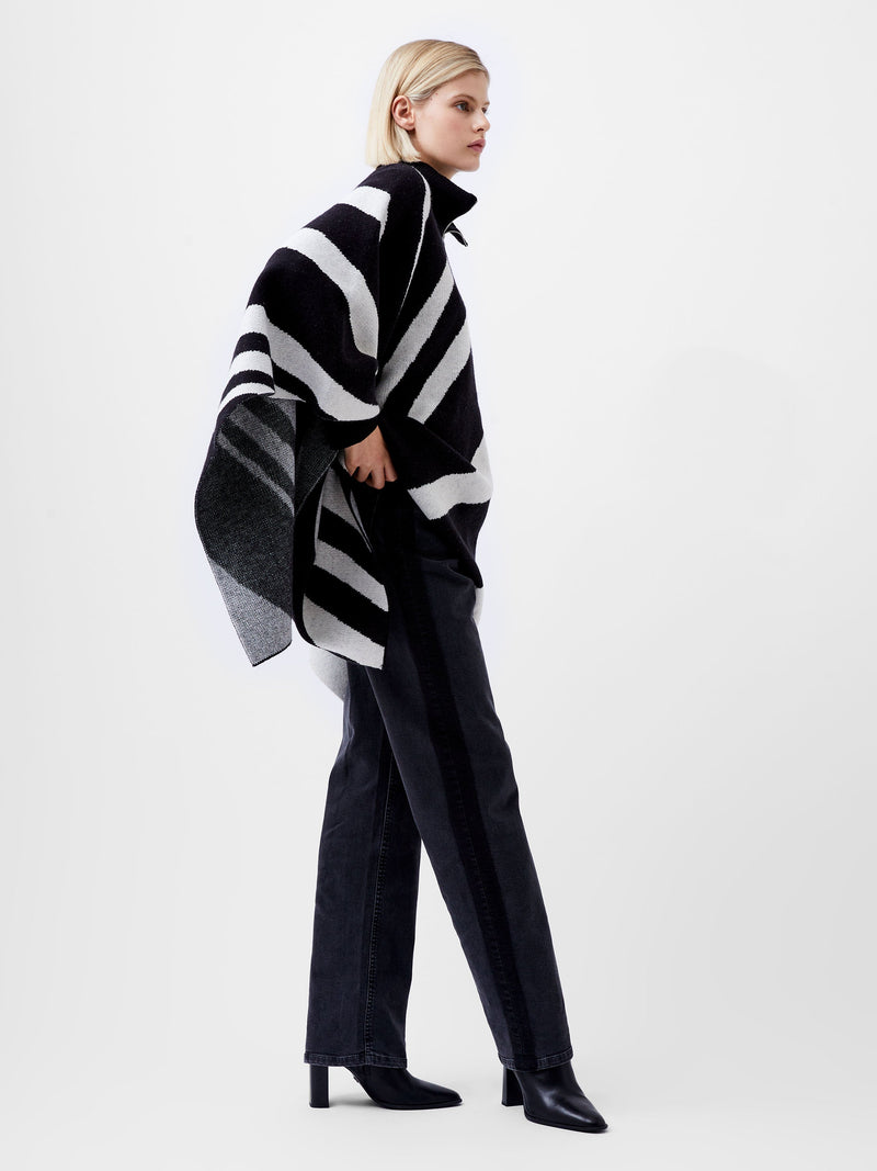 French Connection Julianna Knit Poncho Blackout/Class Cream