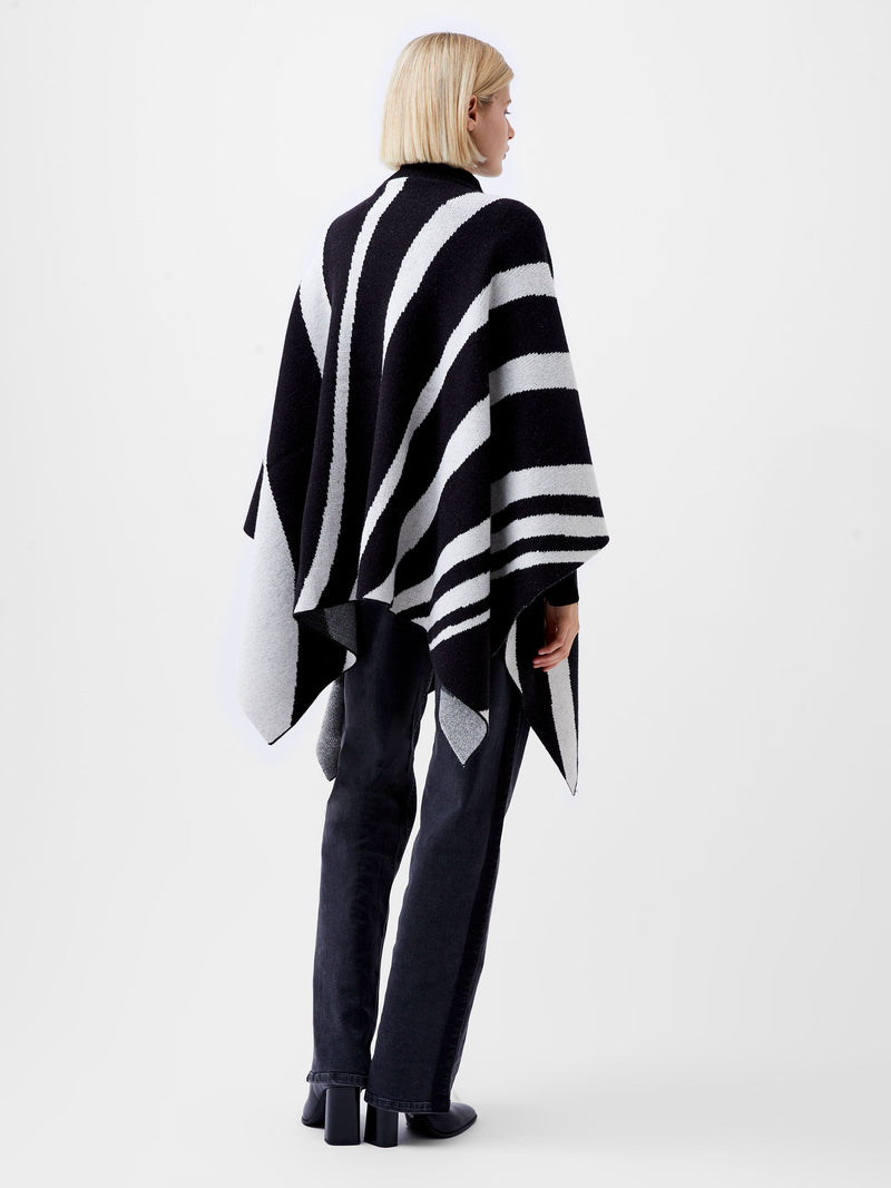 French Connection Julianna Knit Poncho Blackout/Class Cream