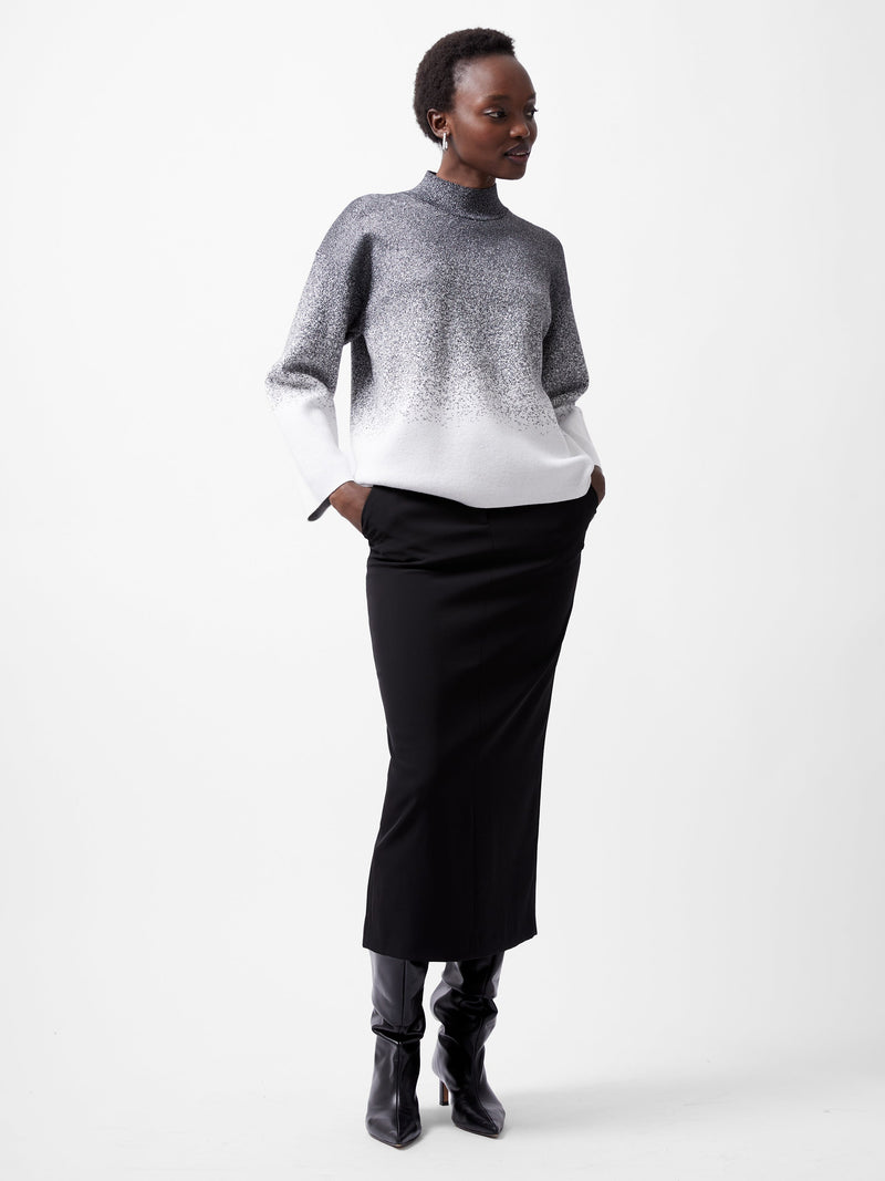 French Connection Kday Gradient Lurex Jumper Blackout/Linen White